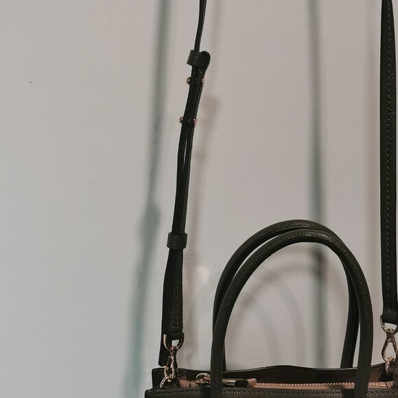 Olive/Gold Pebbled Leather Satchel/Crossbody EUC # 250 - Picture 2 of 14